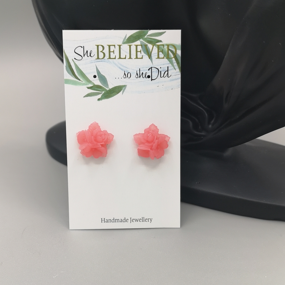 Translucent Pink Floral Bouquet Earrings